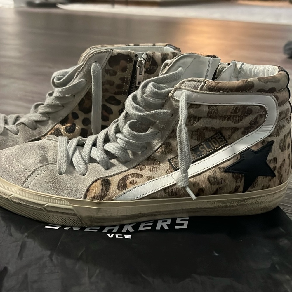 Golden Goose Slide Leopard Sneakers Size 8
